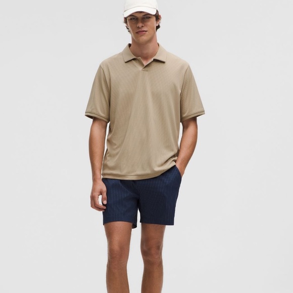 Lululemon Textured Mesh Short-Sleeve Polo Shirt Small Blue - Picture 1 of 6